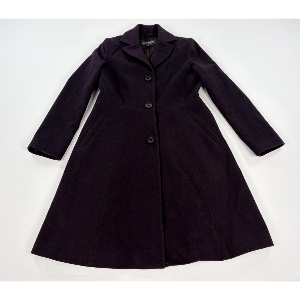 Kristen Blake Studio Collection Wool Cashmere Pea Coat Plum Purple Women's 6